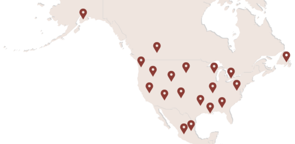 Map of the U.S. pinpointing Fusion Furniture retailers