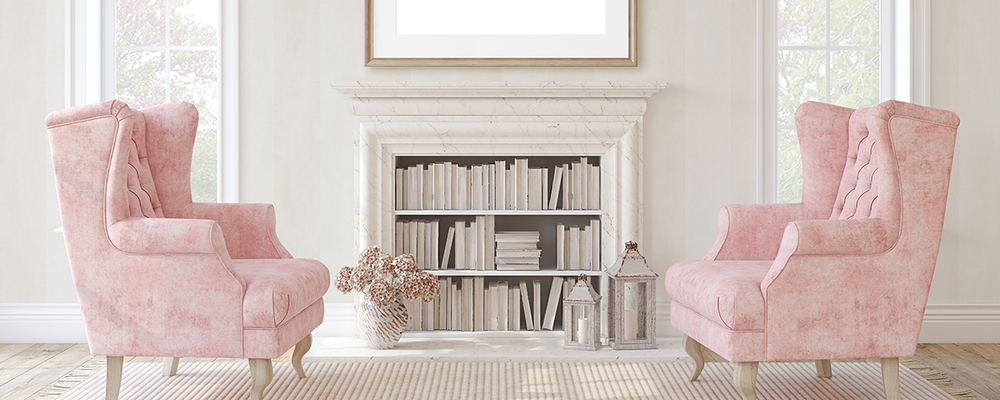 Fireplace filled with books