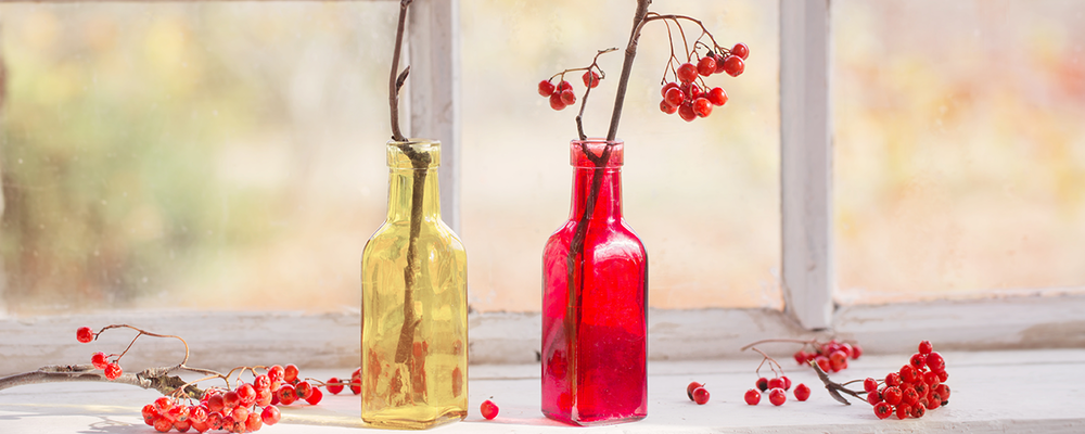 Berry bottles for Thanksgiving decor