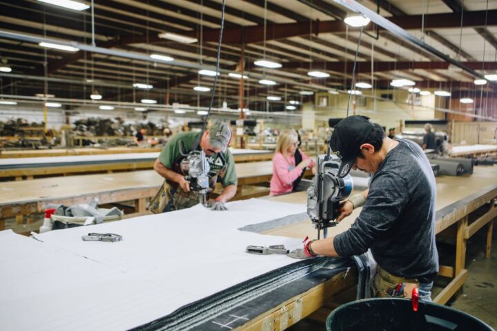 Fusion Furniture employees working in the warehouse