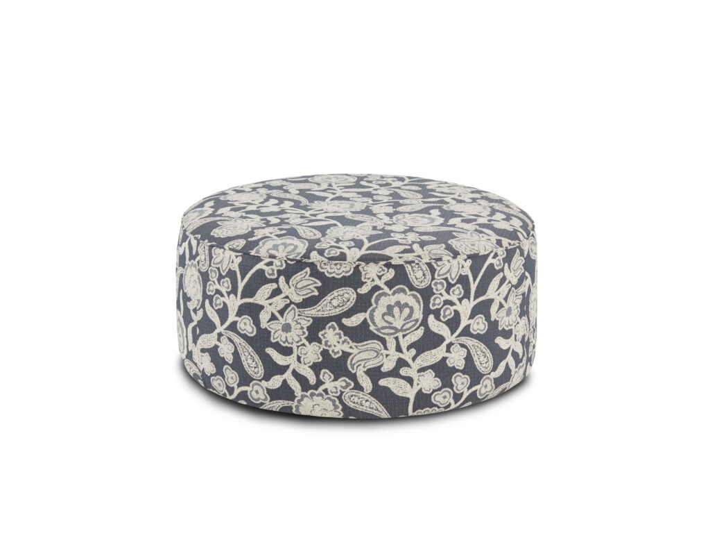 Sophie Indigo Fusion Furniture ottoman, Awesome Oatmeal collection