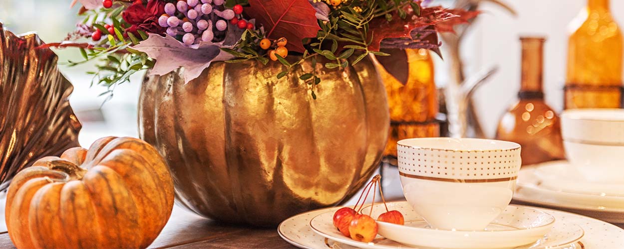 Fall decor craft with pumpkin bouquet