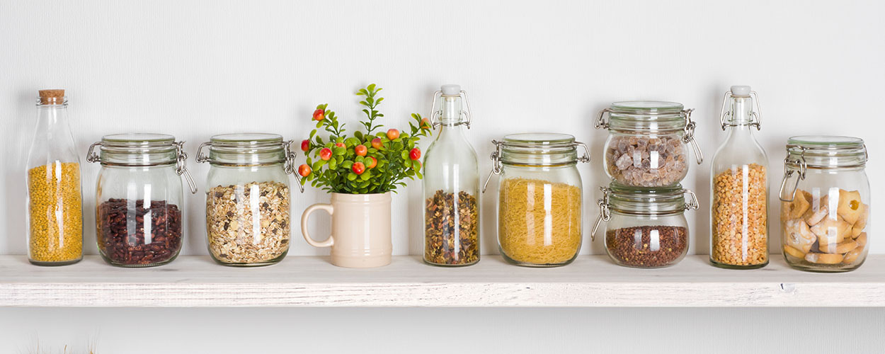 Floating shelves in kitchen