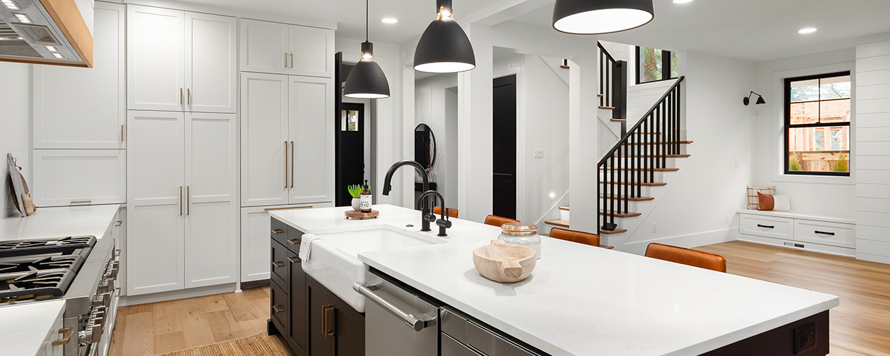 Interior home lighting in kitchen