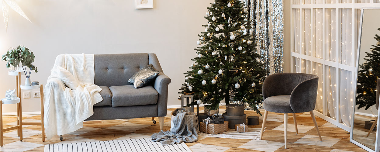 Holiday-themed living room