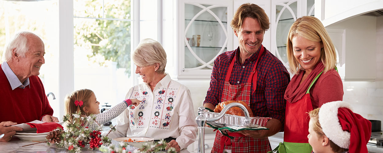 Family cooking Christmas meal