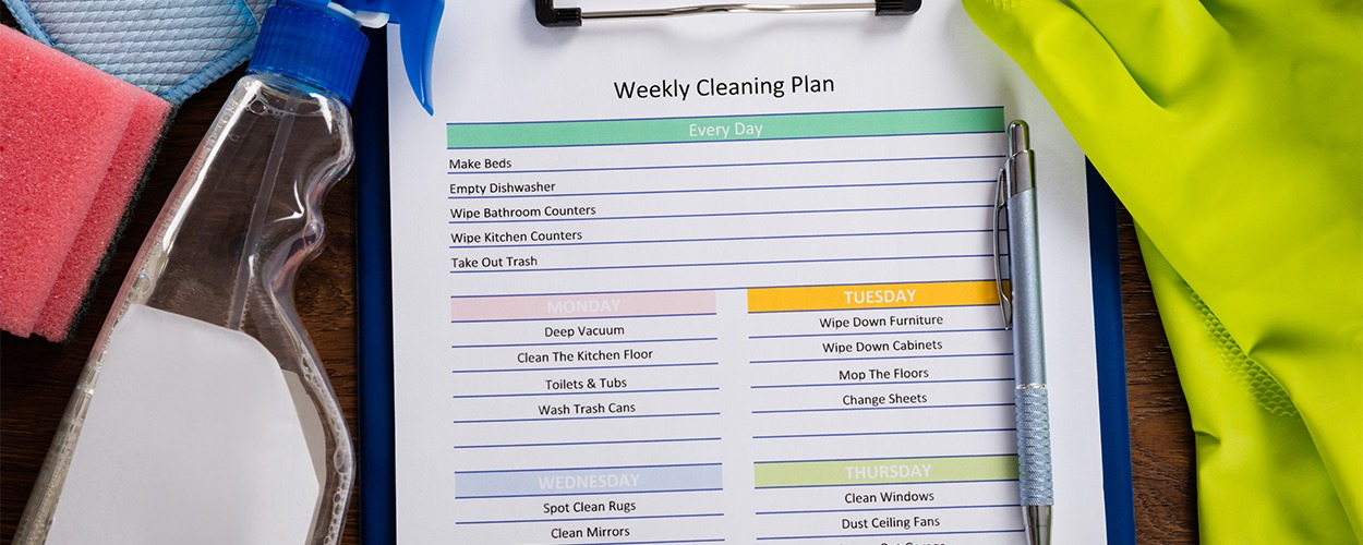 Weekly cleaning schedule